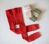 Cable Knit Footless Tights - Warm Rust